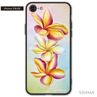 YUKI BOARD WORKS（Yuki Komatsu）ガラスiPhoneケース【Plumeria friends】