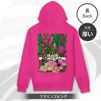 MALAMA Art&Design/Roxy 厚手ジップパーカー【Pink Flowers】