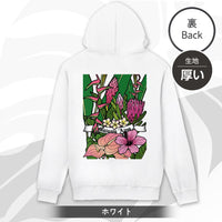 MALAMA Art&Design/Roxy 厚手ジップパーカー【Pink Flowers】