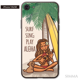 まりりん ガラスiPhoneケース【Surf Sing Play Aloha】