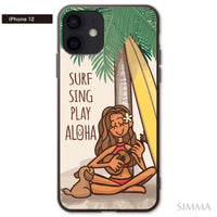 まりりん ガラスiPhoneケース【Surf Sing Play Aloha】