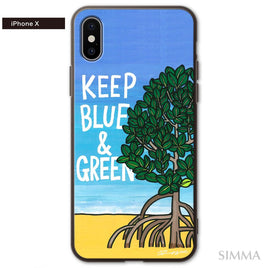 MALAMA Art&Design/Roxy ガラスiPhoneケース【Keep Blue & Green】