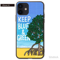 MALAMA Art&Design/Roxy ガラスiPhoneケース【Keep Blue & Green】